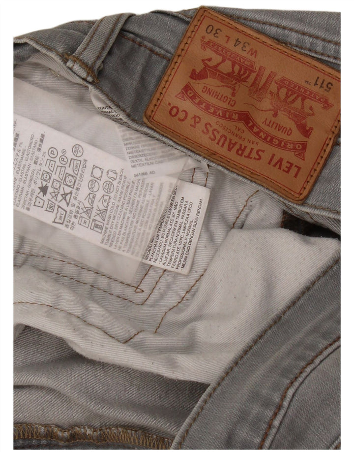 Levi's Mens 511 Slim Jeans W34 L30 Grey Cotton
