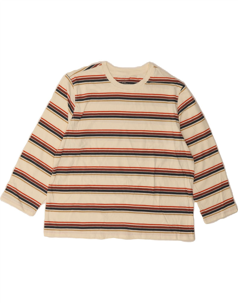 L.L.BEAN Womens Top 3/4 Sleeve UK 14 Medium Multicoloured Striped Cotton Vintage L.L.Bean and Second-Hand L.L.Bean from Messina Hembry 