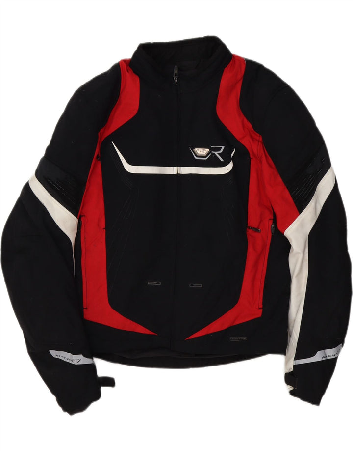 Macna Mens Motorcycle Graphic Racer Jacket UK 42 Large Black Colourblock