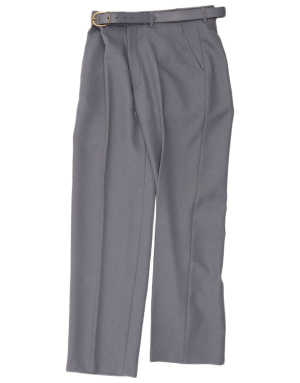 Vintage Womens Straight Suit Trousers W34 L30 Grey Polyester