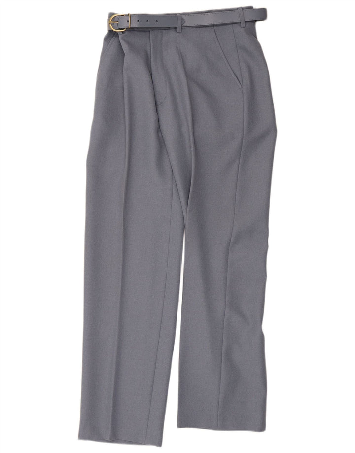 Vintage Womens Straight Suit Trousers W34 L30 Grey Polyester
