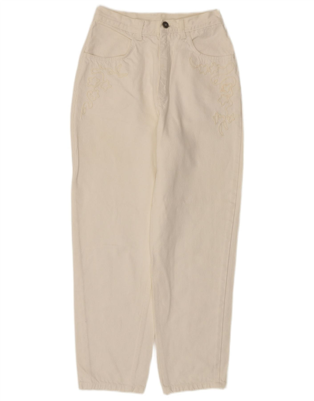 STEFANEL Womens High Waist Jeans IT 44 Medium W24 L27 Off White Cotton