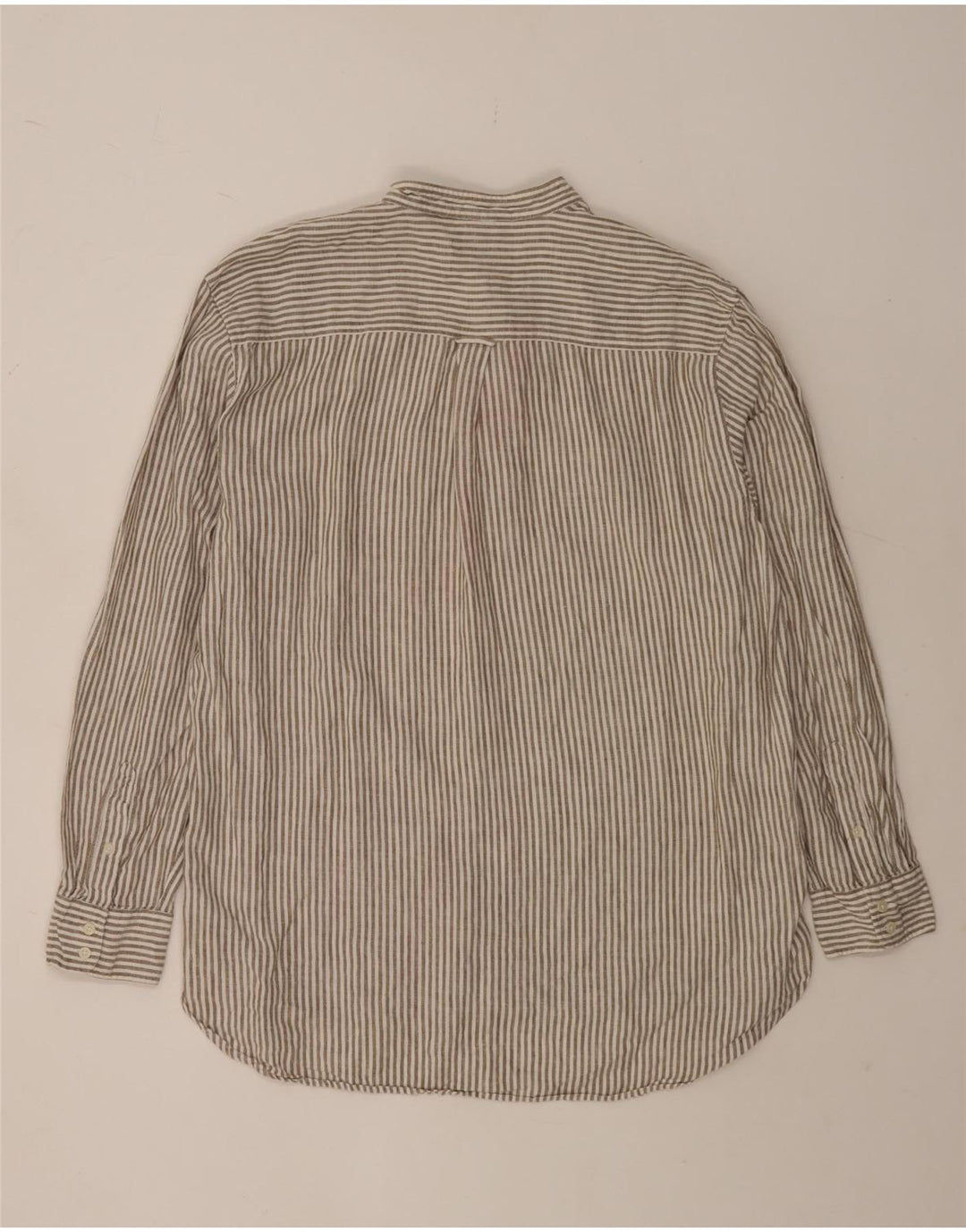 Boden Mens Pullover Shirt XL Brown Pinstripe Linen