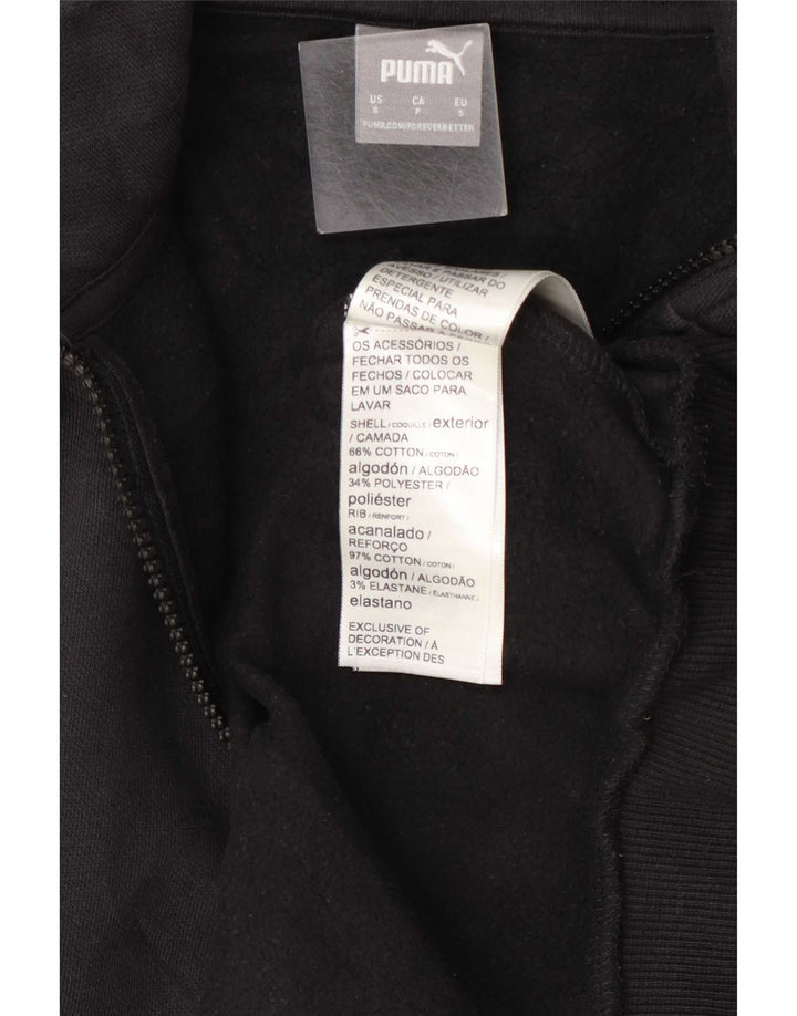 Puma Mens Zip Neck Sweatshirt Jumper Small Black Cotton
