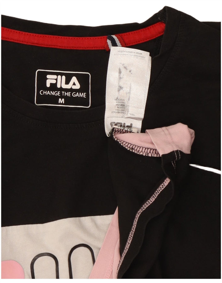 FILA Womens Graphic T-Shirt Top UK 12 Medium Multicoloured Colourblock