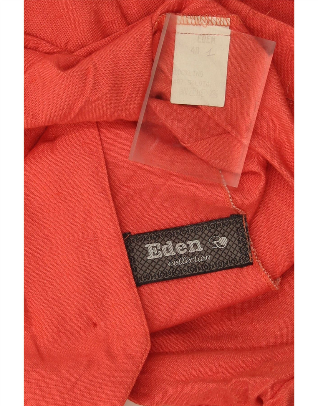VINTAGE Womens Short Sleeve 4 Button Blazer Jacket IT 48 XL Red Linen Vintage Vintage and Second-Hand Vintage from Messina Hembry 