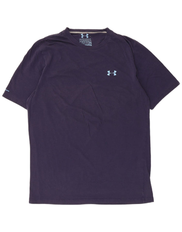 Under Armour Mens Heat Gear T-Shirt Top Large Navy Blue Cotton