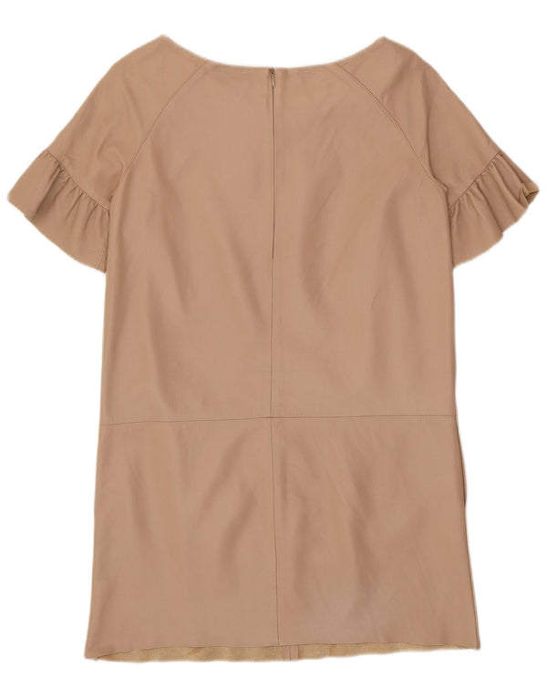 ELISABETTA FRANCHI Womens Leather Dress IT 42 Medium Beige Leather