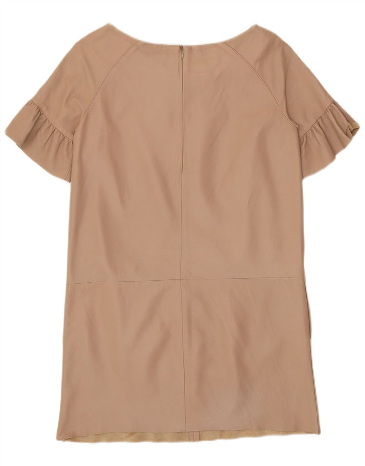 ELISABETTA FRANCHI Womens Leather Dress IT 42 Medium Beige Leather
