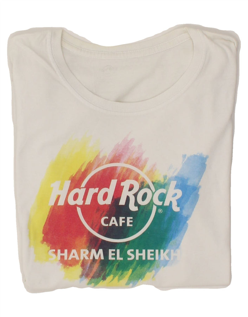 HARD ROCK CAFE Womens Sharm El-Sheikh T-Shirt Top UK 12 Medium White | Vintage Hard Rock Cafe | Thrift | Second-Hand Hard Rock Cafe | Used Clothing | Messina Hembry 