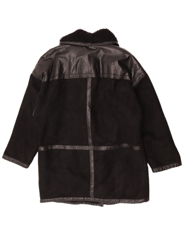 Skinni Womens Oversized Shearling Coat IT 40 Small Black Shearling