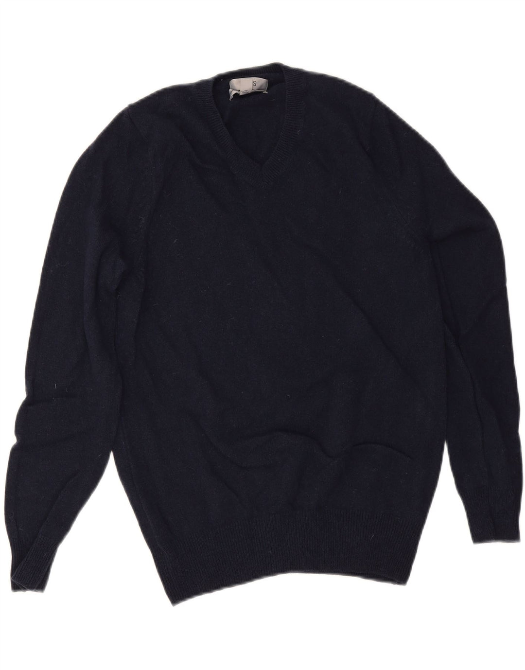 Marks & Spencer Mens V-Neck Jumper Sweater Small Navy Blue Wool