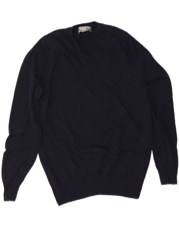 Marks & Spencer Mens V-Neck Jumper Sweater Small Navy Blue Wool