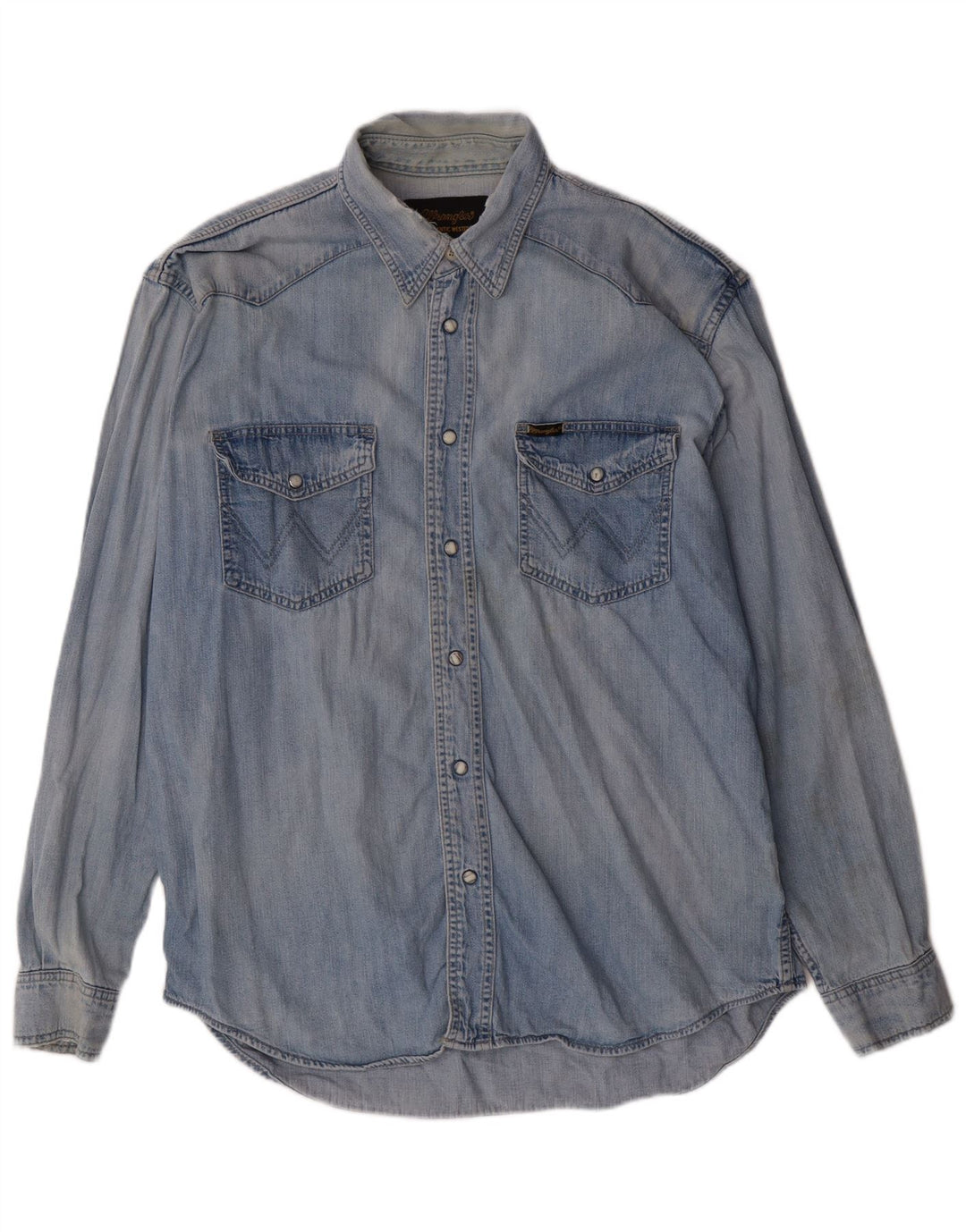 WRANGLER Mens Denim Shirt Large Blue Cotton