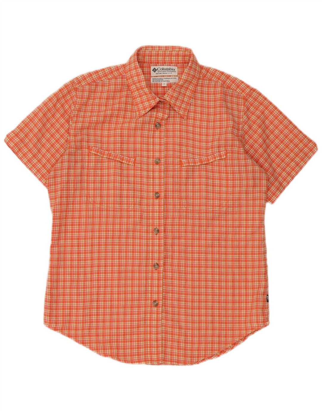Columbia Mens Short Sleeve Shirt Small Orange Polyester
