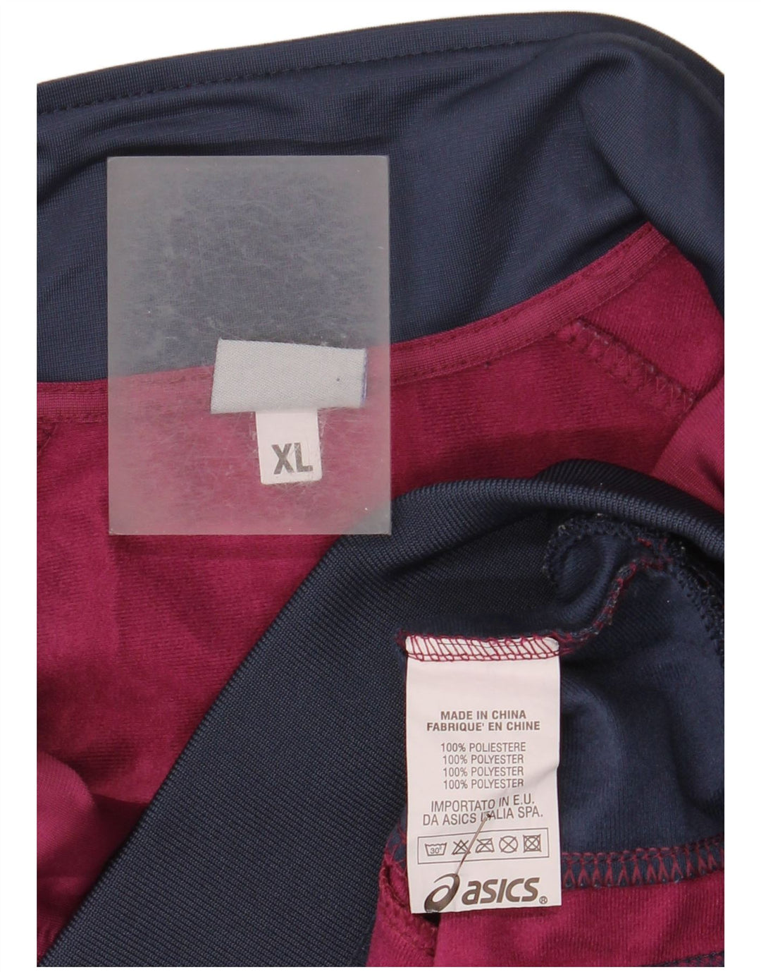 Asics Womens Tracksuit Top Jacket UK 18 XL Burgundy Colourblock Polyester