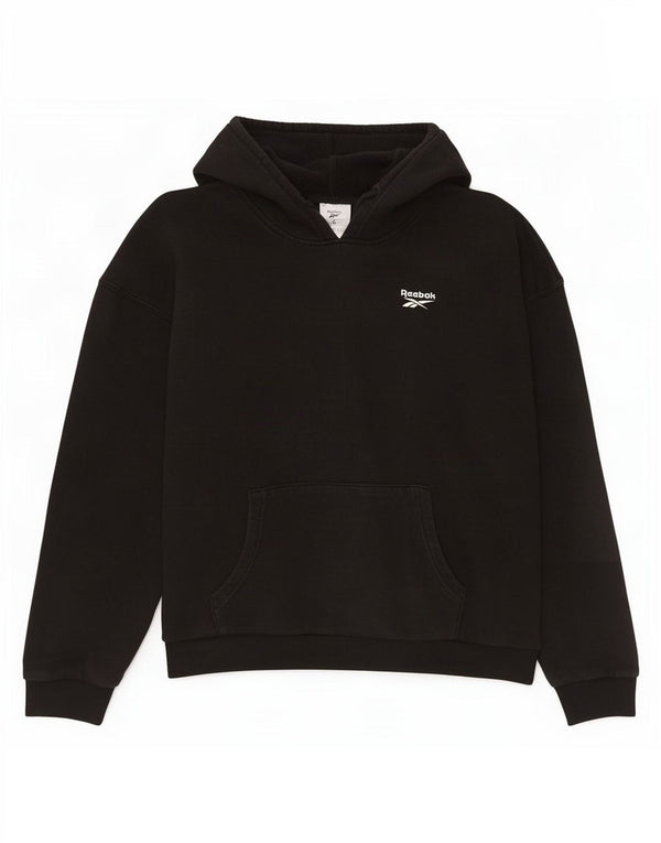 Reebok Womens Oversized Hoodie Jumper UK 8/10 Small Black Cotton