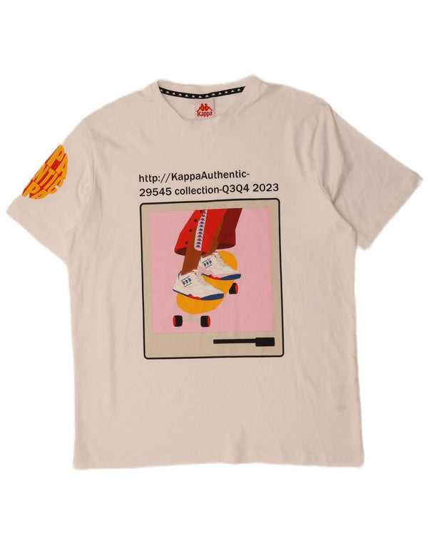 Kappa Mens Graphic T-Shirt Top Large White Cotton