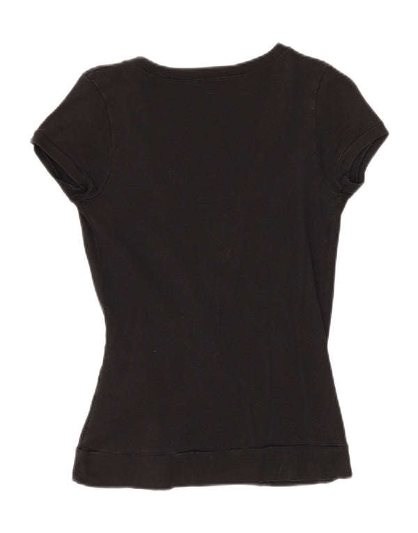 Benetton Womens Blouse Top UK 10 Small Black