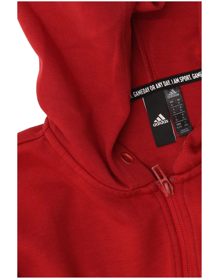 Adidas Mens Zip Hoodie Sweater XL Red