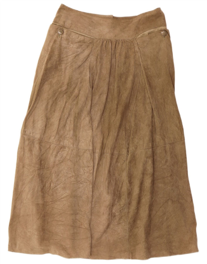 VINTAGE Womens Suede A-Line Skirt W28 Medium Beige