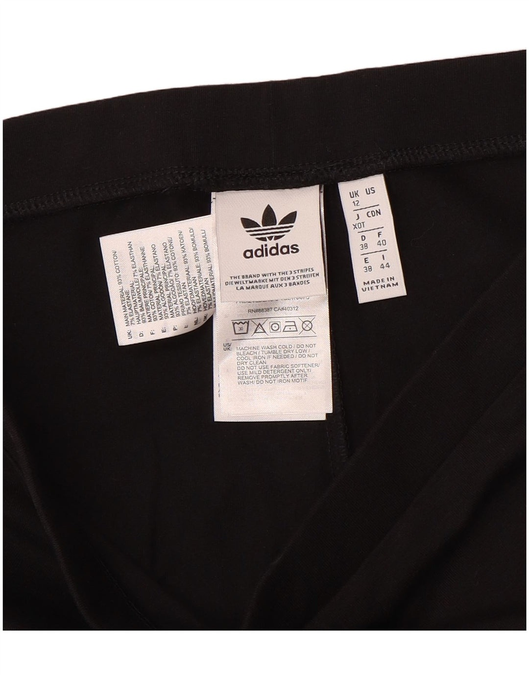 Adidas Womens Leggings UK 12 Medium  Black Cotton