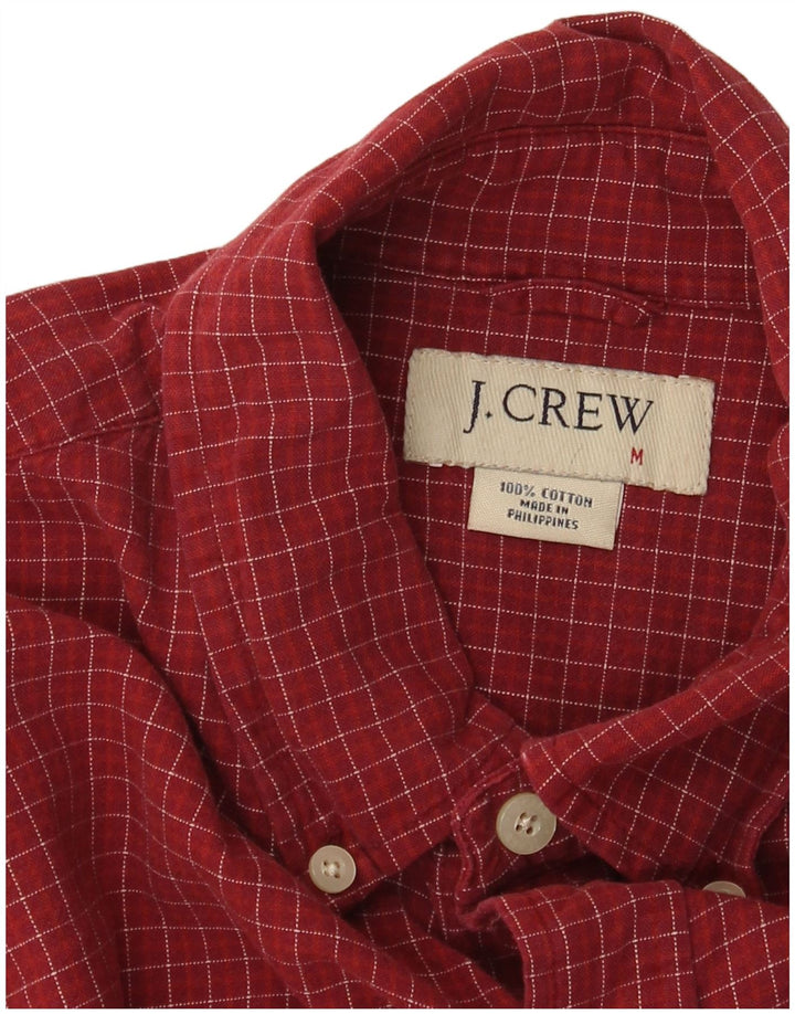 J. CREW Mens Flannel Shirt Medium Burgundy Check Cotton