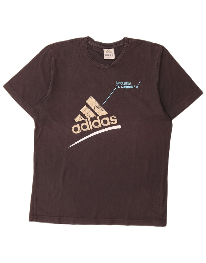 ADIDAS Mens Graphic T-Shirt Top Medium Black Cotton