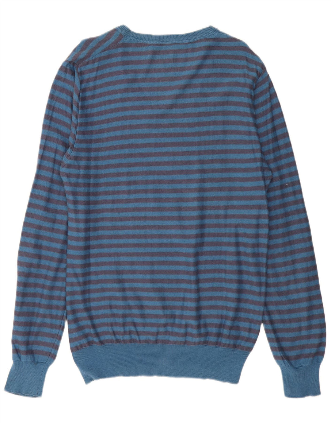 LEVI'S Mens V-Neck Jumper Sweater XL Blue Striped Cotton