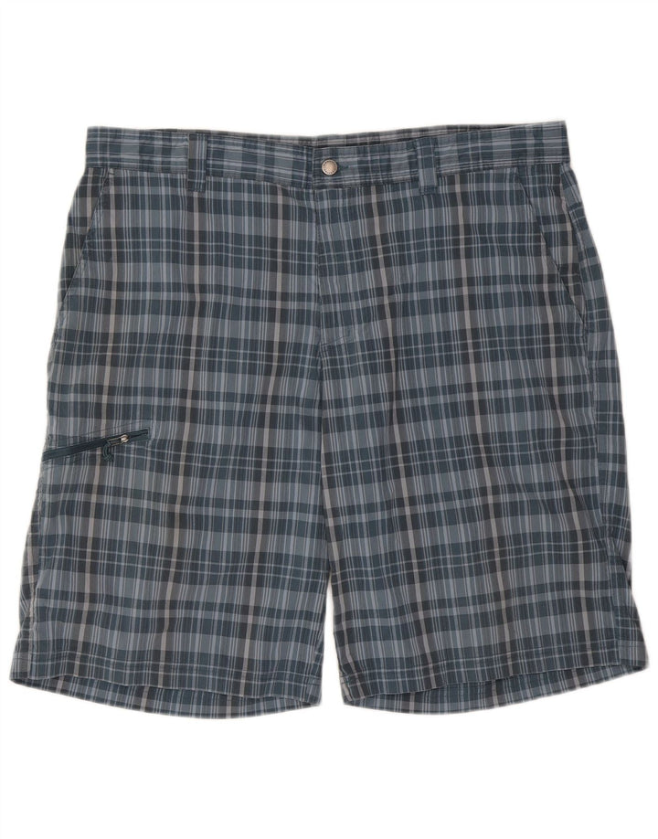 Columbia Mens Cargo Shorts W40 XL Blue Check Polyester
