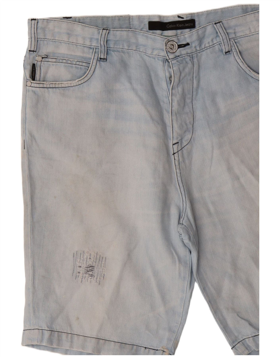 Calvin Klein Mens Distressed Denim Shorts W36 Large  Blue