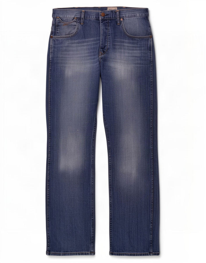 Wrangler Mens Dustin Straight Jeans W34 L34 Blue Cotton