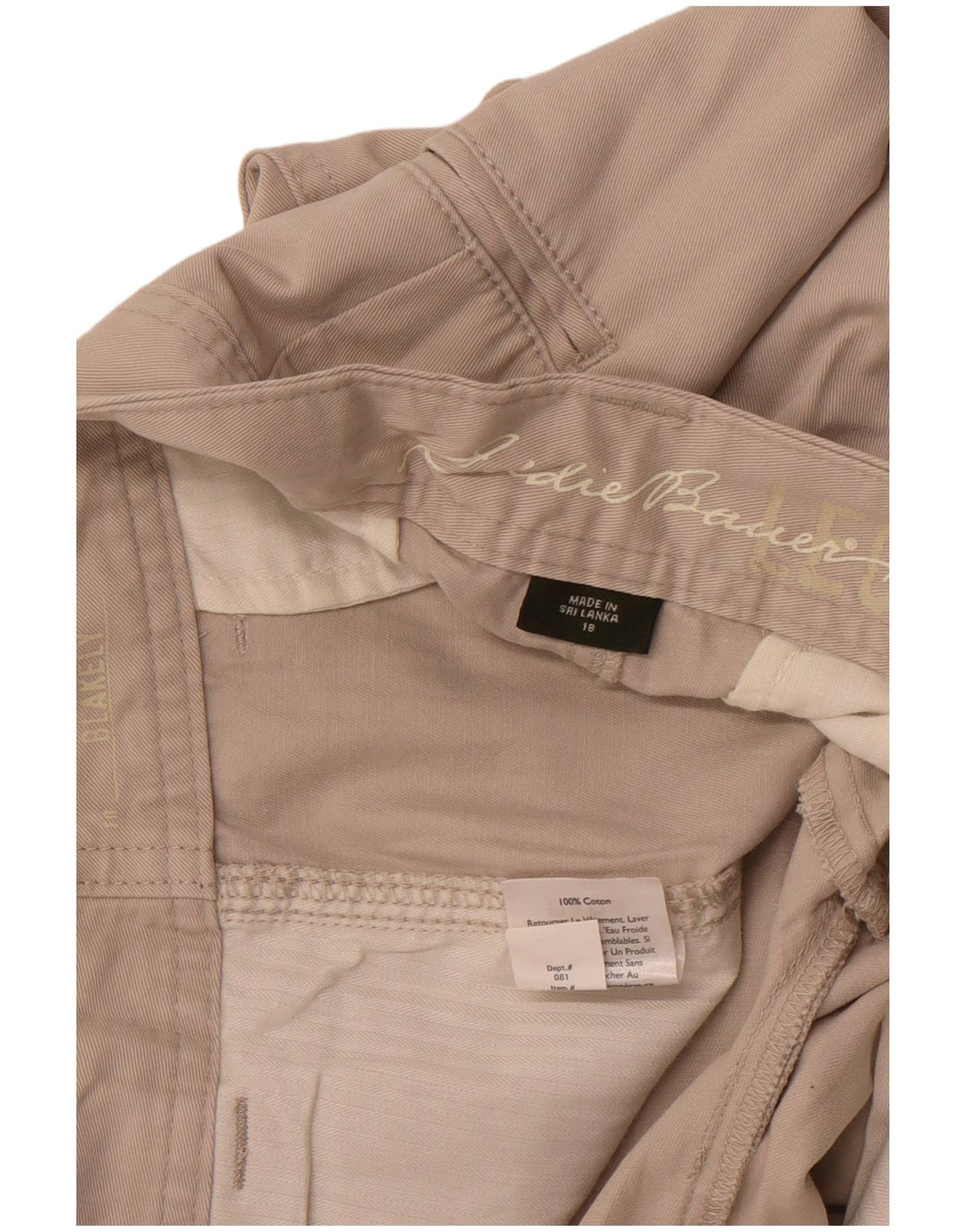 EDDIE BAUER Womens High Waist Chino Shorts US 18 2XL W38  Beige Cotton