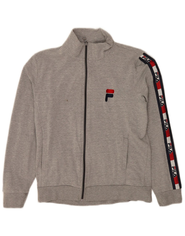 Fila Womens Graphic Tracksuit Top Jacket UK 12 Medium Grey Colourblock