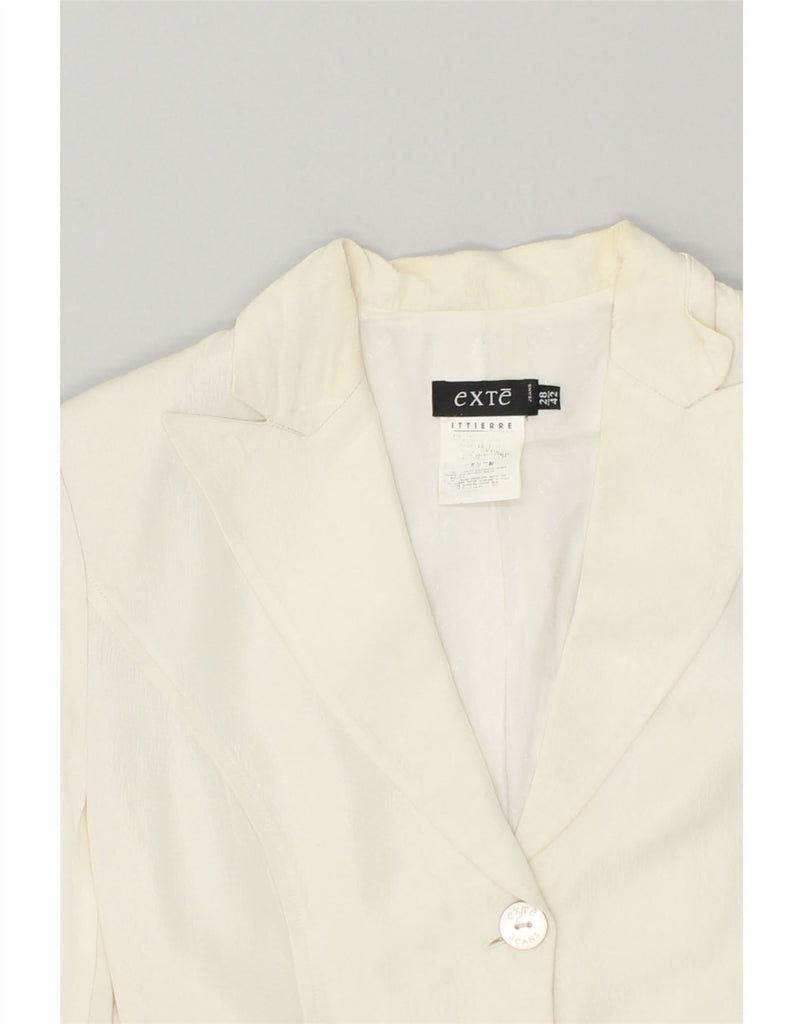 EXTE Womens 1 Button Blazer Jacket IT 42 Medium Off White Acetate | Vintage Exte | Thrift | Second-Hand Exte | Used Clothing | Messina Hembry 