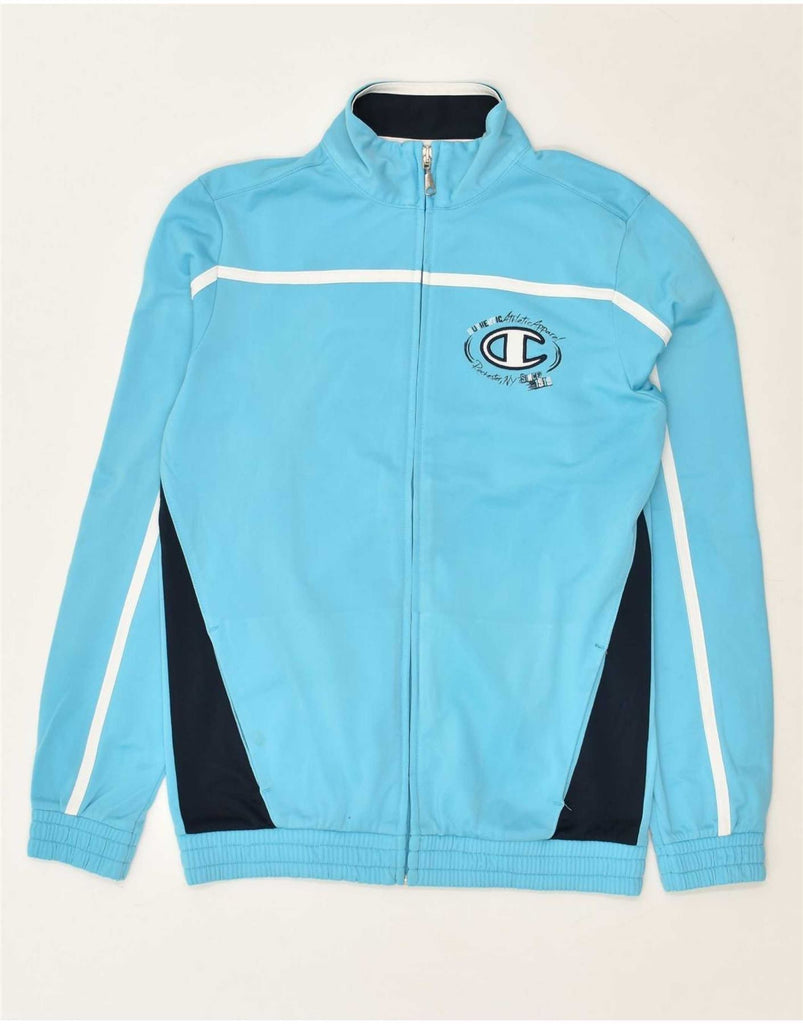 CHAMPION Boys Graphic Tracksuit Top Jacket 13-14 Years XL Blue Colourblock Vintage Champion and Second-Hand Champion from Messina Hembry 