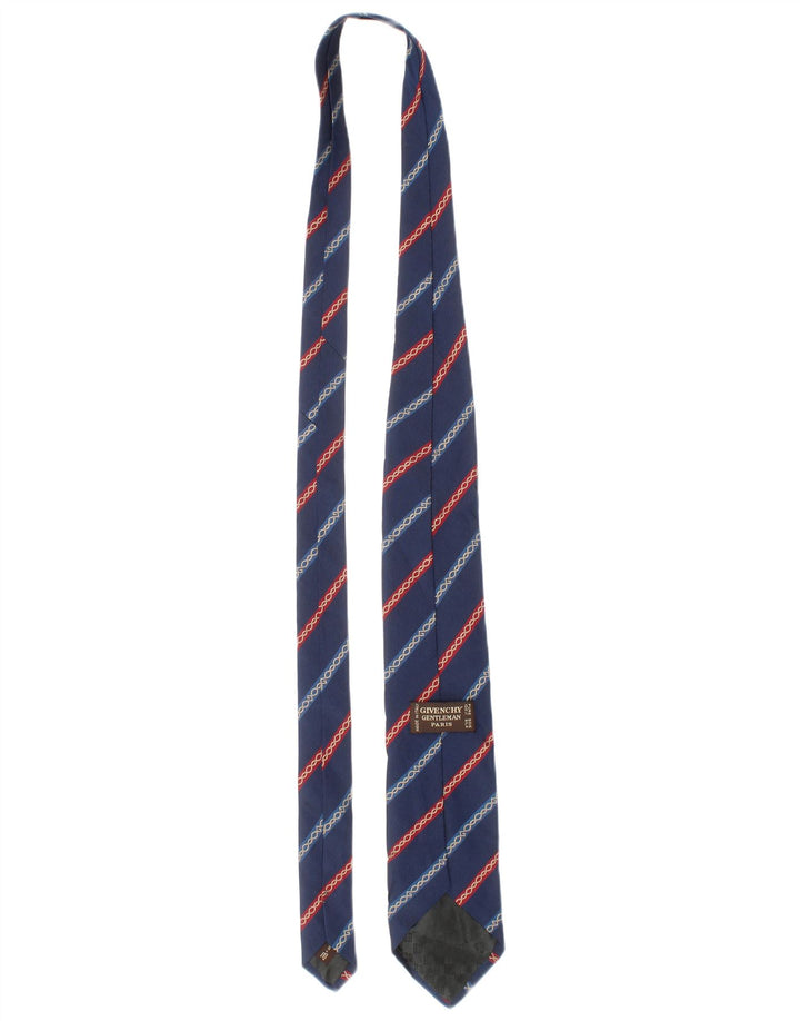 Givenchy Mens Tie One Size Blue Striped Silk Classic