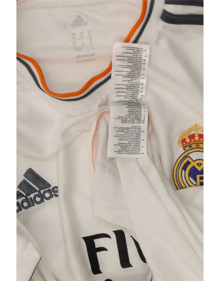 Adidas Mens Real Madrid Graphic T-Shirt Top Medium White Polyester