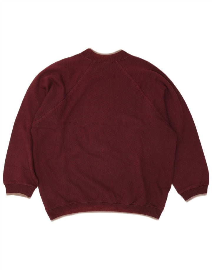 Vintage Mens Graphic Sweatshirt Jumper Large Burgundy Cotton