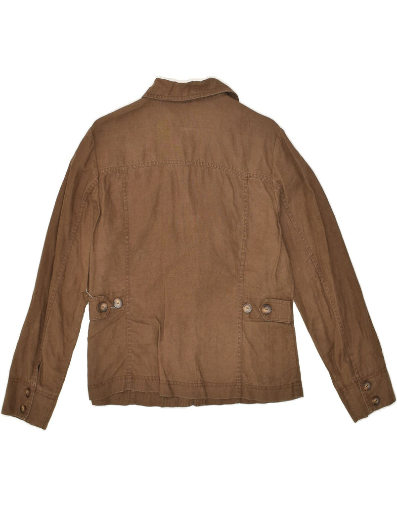EDDIE BAUER Womens 5 Button Blazer Jacket UK 16 Large Brown Linen | Vintage Eddie Bauer | Thrift | Second-Hand Eddie Bauer | Used Clothing | Messina Hembry 