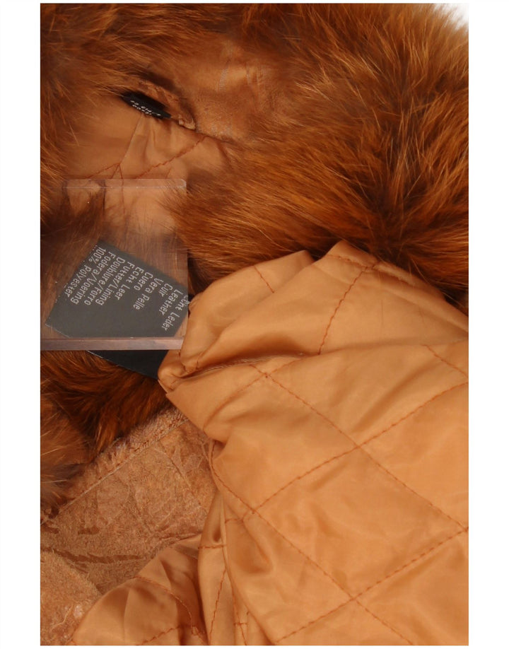 Vintage Womens 3/4 Sleeve Suede Overcoat One Size Brown Leather