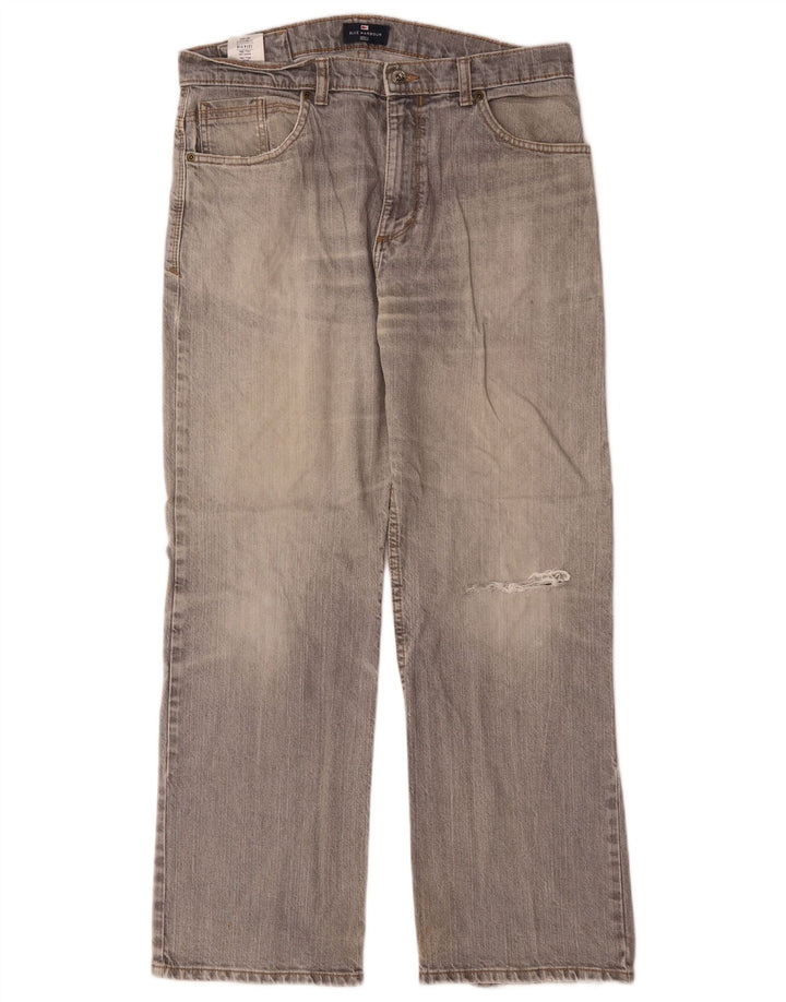 Marks & Spencer Mens Blue Harbour Straight Jeans W34 L29 Grey Cotton