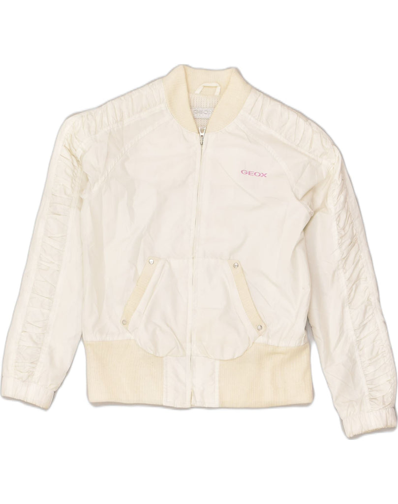 GEOX Girls Bomber Jacket 9-10 Years Off White Polyester | Vintage Geox | Thrift | Second-Hand Geox | Used Clothing | Messina Hembry 