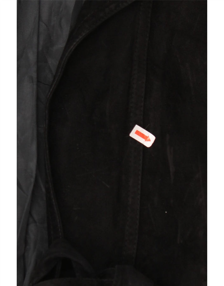 VINTAGE Womens Suede Jacket UK 14 Large Black