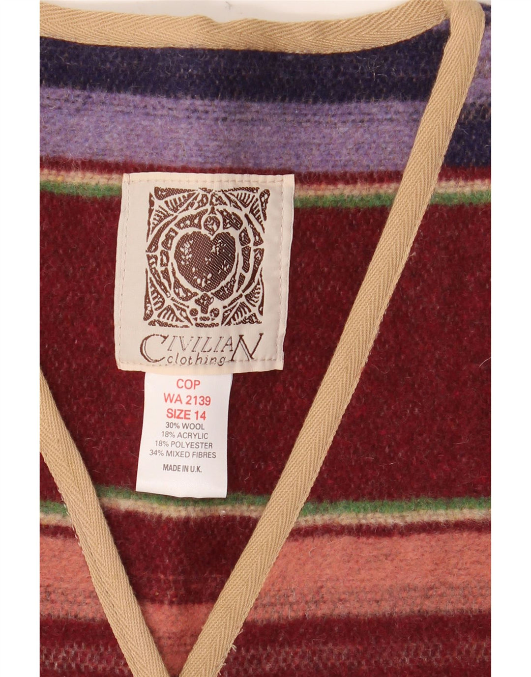 CIVILIAN Womens Oversized Cardigan Sweater UK 14 Large Multicoloured