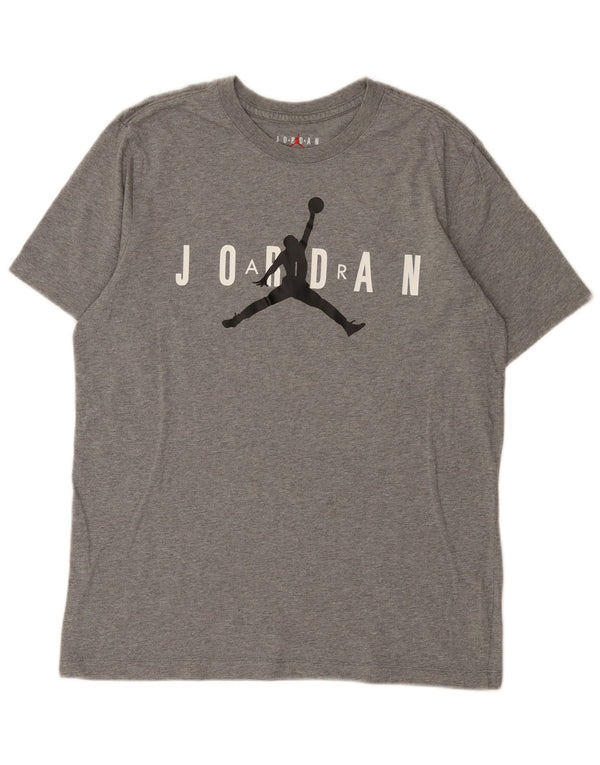 Jordan Mens Graphic T-Shirt Top Medium Grey Flecked Cotton