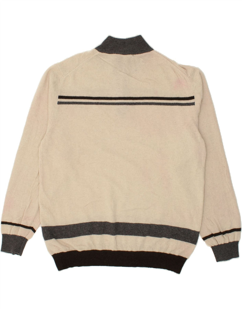 HARMONT & BLAINE Mens Zip Neck Jumper Sweater 2XL Beige Striped Wool | Vintage Harmont & Blaine | Thrift | Second-Hand Harmont & Blaine | Used Clothing | Messina Hembry 