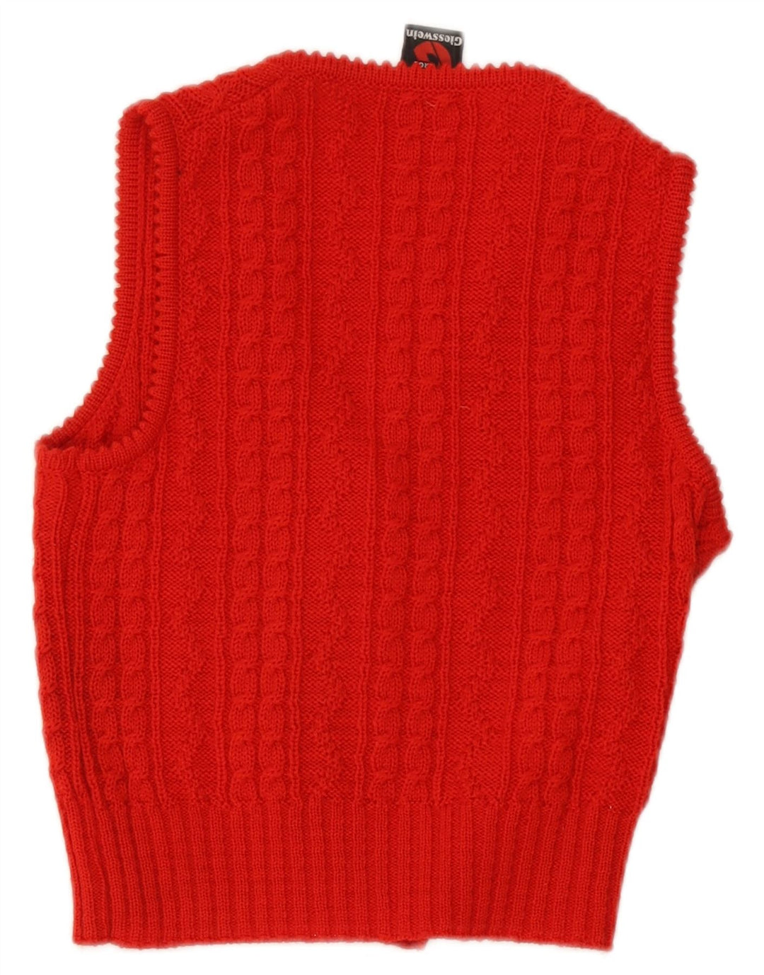 Giesswein Womens Crop Sleeveless Cardigan Sweater EU 40 Medium Red Wool