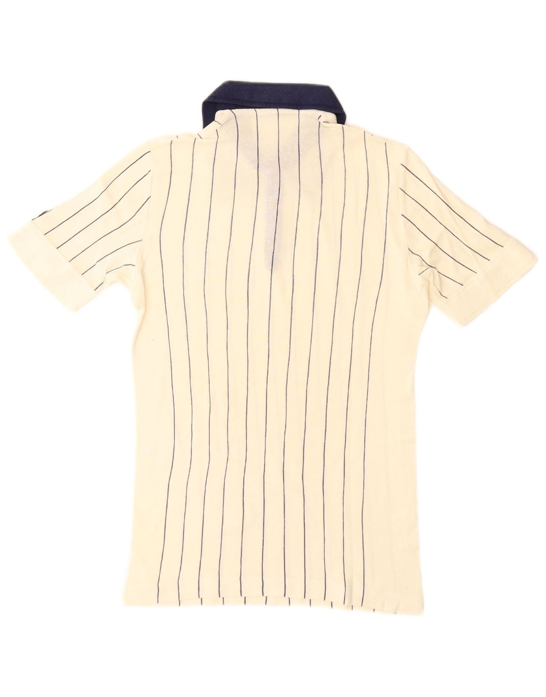 Fila Mens Rugby Polo Shirt IT 46 Small White Striped Cotton