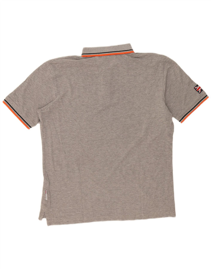 Admiral Mens Polo Shirt 3XL Grey Striped Cotton